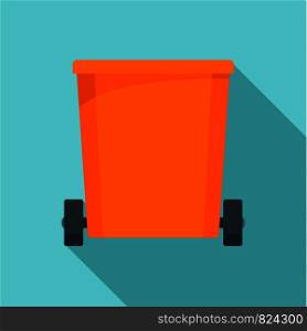Orange trash can icon. Flat illustration of orange trash can vector icon for web design. Orange trash can icon, flat style