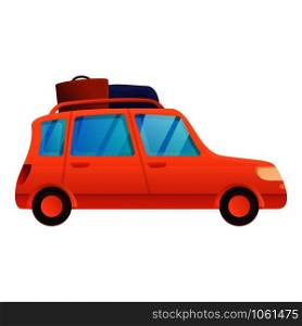 Orange travel car icon. Cartoon of orange travel car vector icon for web design isolated on white background. Orange travel car icon, cartoon style