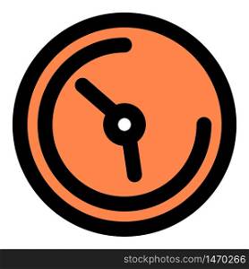 Orange wall clock icon. Outline orange wall clock vector icon for web design isolated on white background. Orange wall clock icon, outline style