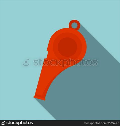 Orange whistle icon. Flat illustration of orange whistle vector icon for web design. Orange whistle icon, flat style