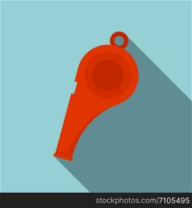 Orange whistle icon. Flat illustration of orange whistle vector icon for web design. Orange whistle icon, flat style