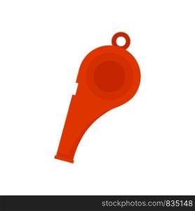 Orange whistle icon. Flat illustration of orange whistle vector icon for web isolated on white. Orange whistle icon, flat style