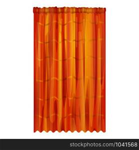 Orange window curtain icon. Cartoon of orange window curtain vector icon for web design isolated on white background. Orange window curtain icon, cartoon style