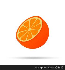 Orange with leaves whole and slices of oranges. Vector stock illustration of oranges.
