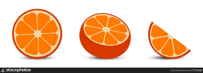 Oranges with orange slice and half orange. Citrus