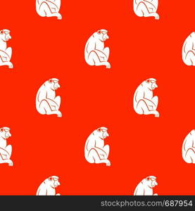 Orangutan pattern repeat seamless in orange color for any design. Vector geometric illustration. Orangutan pattern seamless