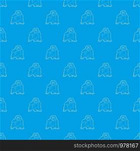 Orangutan pattern vector seamless blue repeat for any use. Orangutan pattern vector seamless blue