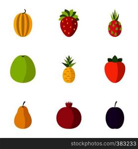Orchard fruits icons set. Flat illustration of 9 orchard fruits vector icons for web. Orchard fruits icons set, flat style
