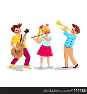 orchestra children band. kid orchestra group. school musician class. kid performance activity. vector character flat cartoon Illustration. orchestra children music band vector