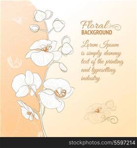 Orchid flower card. Vector