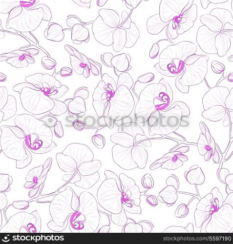 Orchid seamless pattern. Vector illustration.