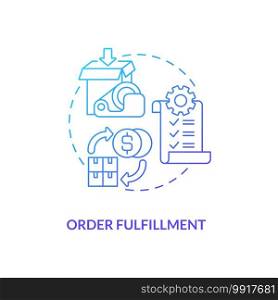 Order fulfillment concept icon. Warehouse audit elements. Process and delivering orders to customers. Delievery idea thin line illustration. Vector isolated outline RGB color drawing. Order fulfillment concept icon