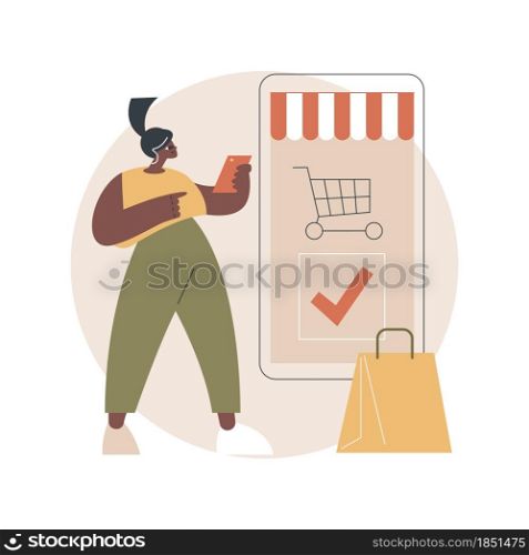 Order placed abstract concept vector illustration. E-commerce model, online store delivery, booking process, order placed, courier service, shipping conditions, purchase made abstract metaphor.. Order placed abstract concept vector illustration.