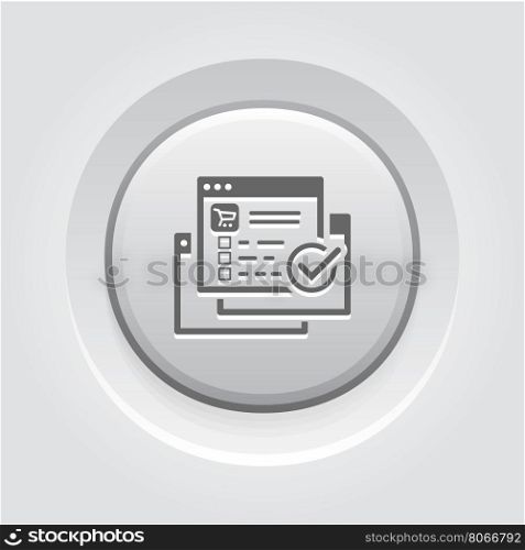 Order Processing Icon. Grey Button Design.. Order Processing Icon. Grey Button Design. Isolated Illustration. App Symbol or UI element. Web Page with Order and Check Mark.