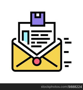 order sending in letter color icon vector. order sending in letter sign. isolated symbol illustration. order sending in letter color icon vector illustration