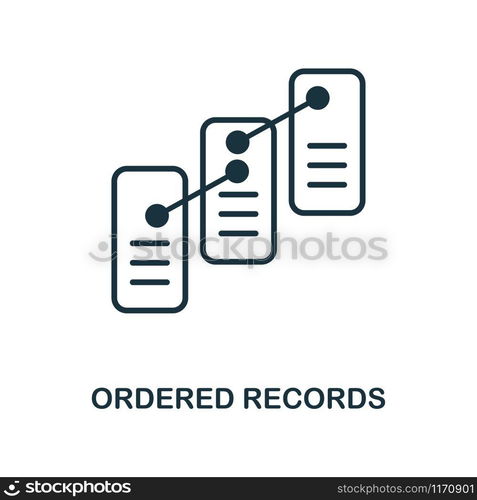 Ordered Records icon. Monochrome style design from blockchain collection. UX and UI. Pixel perfect ordered records icon. For web design, apps, software, printing usage.. Ordered Records icon. Monochrome style design from blockchain icon collection. UI and UX. Pixel perfect ordered records icon. For web design, apps, software, print usage.