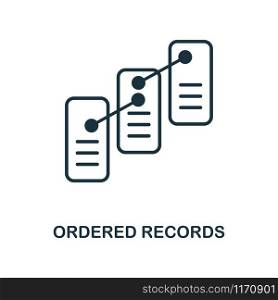Ordered Records icon. Monochrome style design from blockchain collection. UX and UI. Pixel perfect ordered records icon. For web design, apps, software, printing usage.. Ordered Records icon. Monochrome style design from blockchain icon collection. UI and UX. Pixel perfect ordered records icon. For web design, apps, software, print usage.