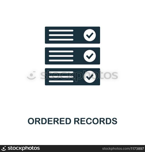Ordered Records icon. Monochrome style design from crypto currency collection. UI. Pixel perfect simple pictogram ordered records icon. Web design, apps, software, print usage.. Ordered Records icon. Monochrome style design from crypto currency icon collection. UI. Pixel perfect simple pictogram ordered records icon. Web design, apps, software, print usage.
