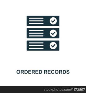 Ordered Records icon. Monochrome style design from crypto currency collection. UI. Pixel perfect simple pictogram ordered records icon. Web design, apps, software, print usage.. Ordered Records icon. Monochrome style design from crypto currency icon collection. UI. Pixel perfect simple pictogram ordered records icon. Web design, apps, software, print usage.