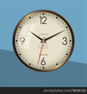 Ordinary simple wall clock. Option 1. Minimalism. Isolated chromatic background. Vector illustration