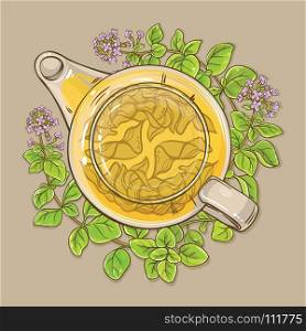 oregano tea in teapot. oregano tea in teapot on color background