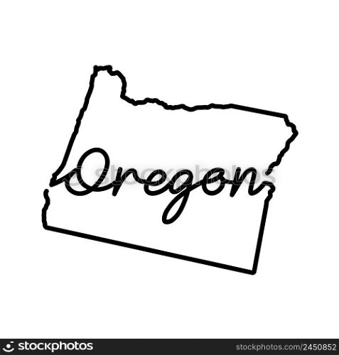 Oregon US state outline map with the handwritten state name. Continuous line drawing of patriotic home sign. A love for a small homeland. T-shirt print idea. Vector illustration.. Oregon US state outline map with the handwritten state name. Continuous line drawing of patriotic home sign
