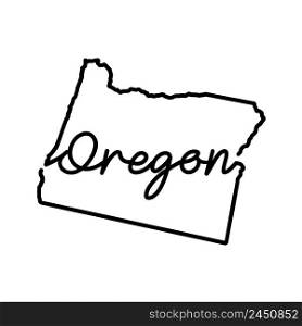 Oregon US state outline map with the handwritten state name. Continuous line drawing of patriotic home sign. A love for a small homeland. T-shirt print idea. Vector illustration.. Oregon US state outline map with the handwritten state name. Continuous line drawing of patriotic home sign