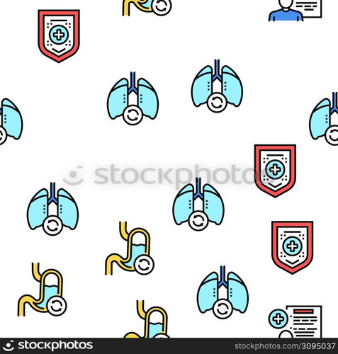 Organ Donation Medical Vector Seamless Pattern Thin Line Illustration. Organ Donation Medical Vector Seamless Pattern