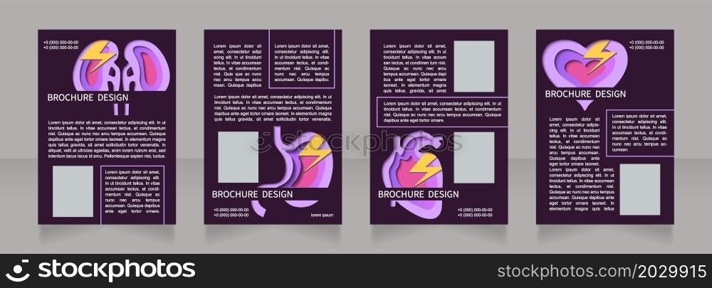Organ failure awareness and prevention blank brochure layout design. Vertical poster template set with empty copy space for text. Premade corporate reports collection. Editable flyer paper pages. Organ failure awareness and prevention blank brochure layout design