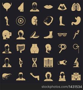 Organ of the body icons set. Simple set of 36 organ of the body vector icons for web for any design. Organ of the body icons set, simple style