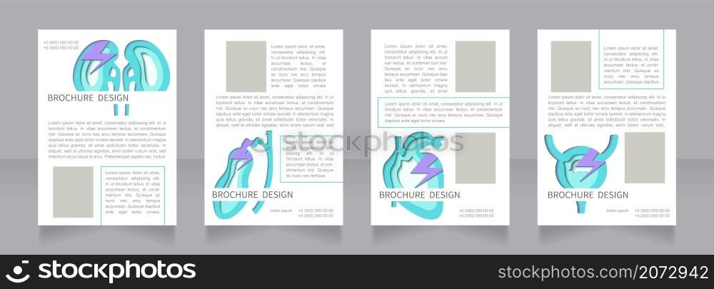 Organ transplantation clinic promo blank brochure layout design. Vertical poster template set with empty copy space for text. Premade corporate reports collection. Editable flyer paper pages. Organ transplantation clinic promo blank brochure layout design