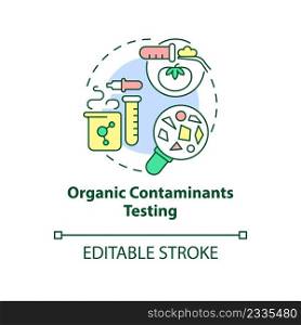 Organic contaminants testing concept icon. Analysis service abstract idea thin line illustration. Chemical compounds. Isolated outline drawing. Editable stroke. Arial, Myriad Pro-Bold fonts used. Organic contaminants testing concept icon