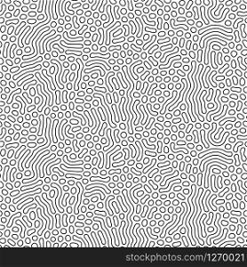 Organic coral background with rounded lines. Diffusion reaction seamless pattern. Linear design with biological shapes. Abstract vector illustration in black and white. Organic coral background with rounded lines. Diffusion reaction seamless pattern. Linear design with biological shapes. Abstract vector illustration in black and white.