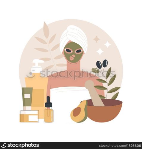 Organic cosmetics abstract concept vector illustration. Organic personal care cosmetics, makeup products, natural clean ingredient, beauty industry, skin treatment, paraben free abstract metaphor.. Organic cosmetics abstract concept vector illustration.