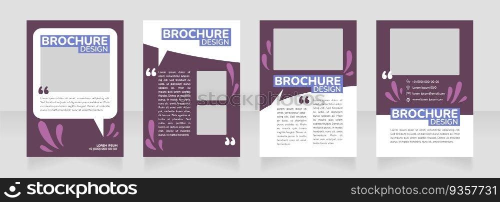 Organic cosmetics blank brochure design. Template set with copy space for text. Premade corporate reports collection. Editable 4 paper pages. Nunito ExtraBold, SemiBold, Regular fonts used. Organic cosmetics blank brochure design