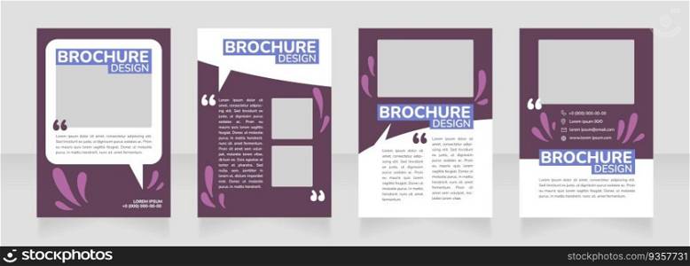 Organic cosmetics blank brochure design. Template set with copy space for text. Premade corporate reports collection. Editable 4 paper pages. Nunito ExtraBold, SemiBold, Regular fonts used. Organic cosmetics blank brochure design