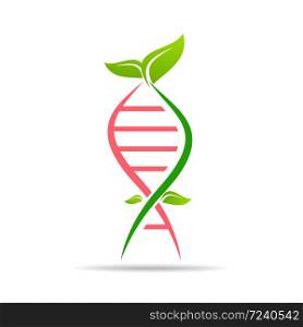 Organic DNA symbol ecology tree leaves. Green thinking technology innovations, conservation concept