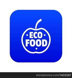 Organic food icon blue vector isolated on white background. Organic food icon blue vector