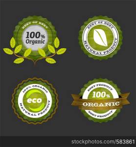 Organic food icons with branches and leafs. Organic food icons