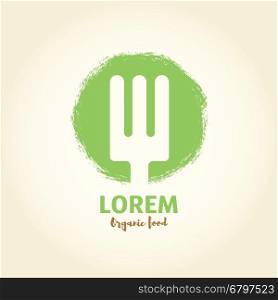 organic food label template. Eco life style. Design element for logo, label, emblem, sign, badge. Vector illustration.