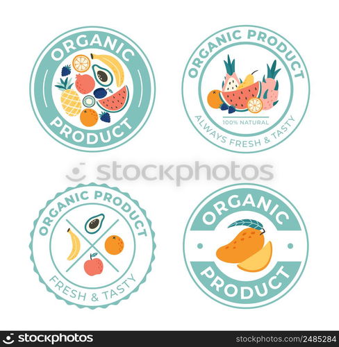 Organic food product logotype collection, fresh and tasty. Vector organic food, tasty and fresh, emblem illustration logo product. Organic food product logotype collection, fresh and tasty