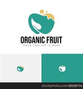 Organic Fruit Green Apple Food Drink Logo