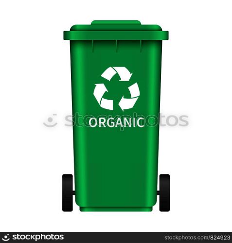 Organic garbage box mockup. Realistic illustration of organic garbage box vector mockup for web design isolated on white background. Organic garbage box mockup, realistic style