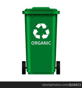 Organic garbage box mockup. Realistic illustration of organic garbage box vector mockup for web design isolated on white background. Organic garbage box mockup, realistic style