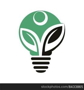 Organic Human Bulb L&And Leaf Logo Vector. Human Growth Bulb Logo Template Design. 
