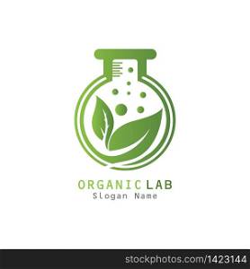 Organic lab with leaf premium logo illustration vector icon