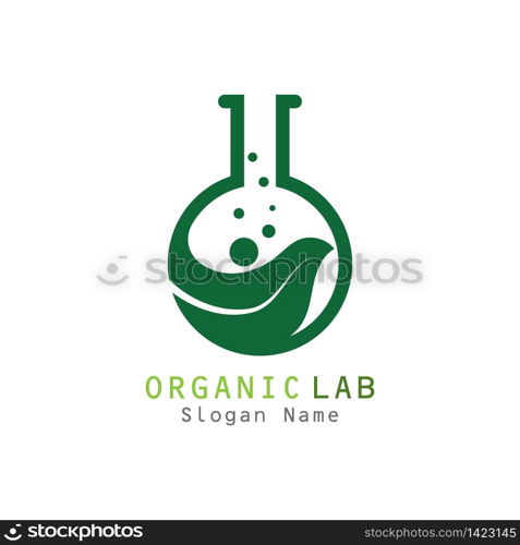 Organic lab with leaf premium logo illustration vector icon