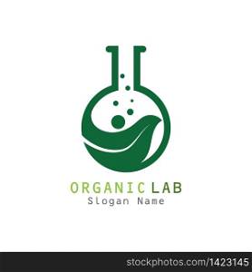 Organic lab with leaf premium logo illustration vector icon