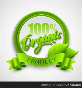 Organic label with leaf. Vector illustration EPS 10. Organic label. Vector illustration