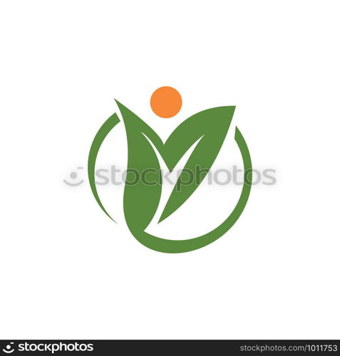 Organic leaf people logo template